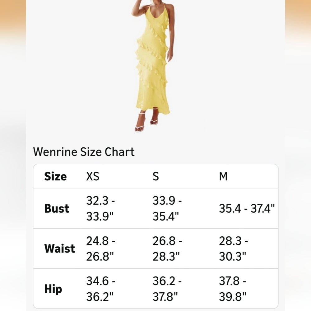 Elegant Yellow Chiffon Cascading Ruffle Maxi Dress XS - Picture 5 of 5